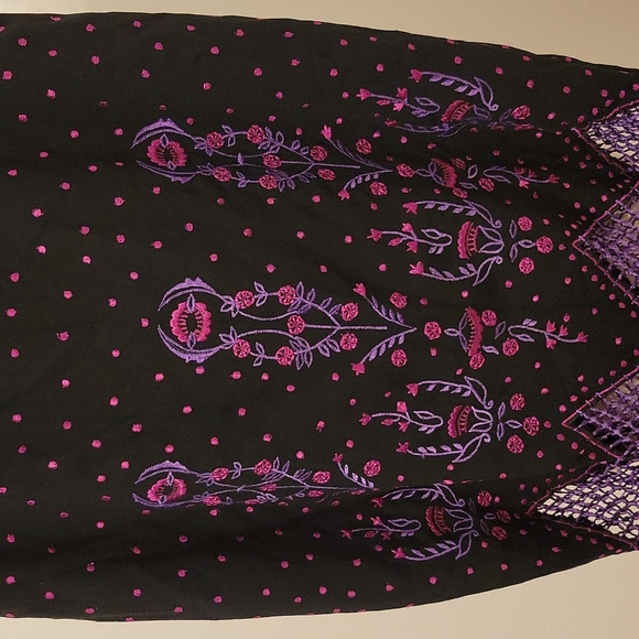 Vintage Crossing Pointe embroidered black skirt with fringe in size 10 - Picture 2 of 11